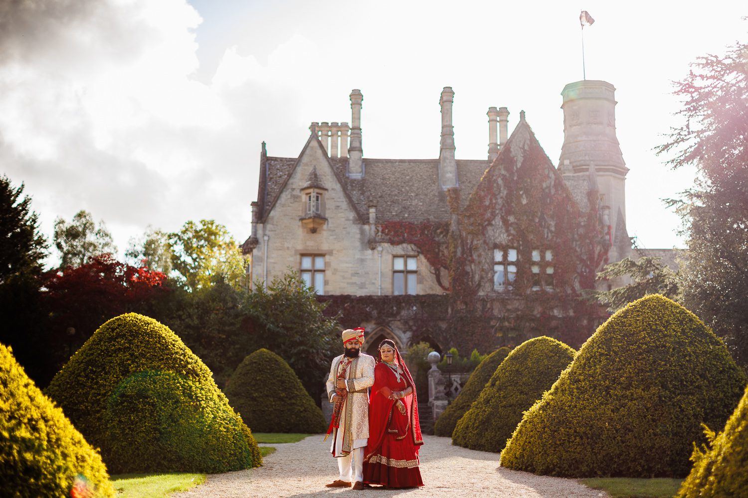 Asian wedding portrait at Manor by the lake in Cheltenham