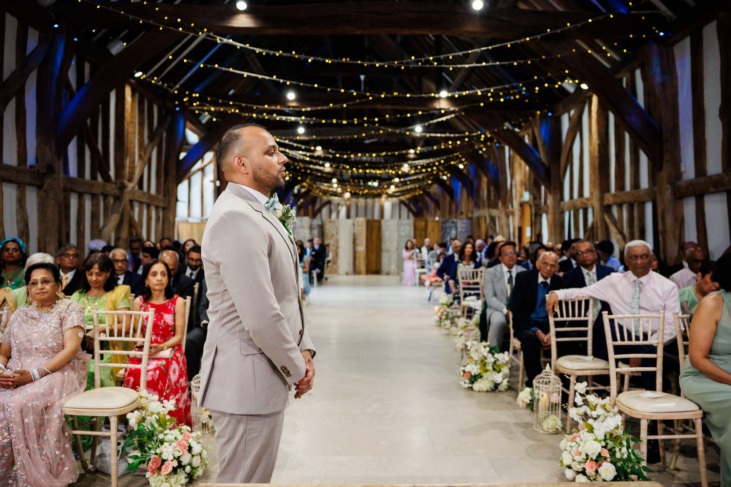 Nervous groom waiting for bride to arrive