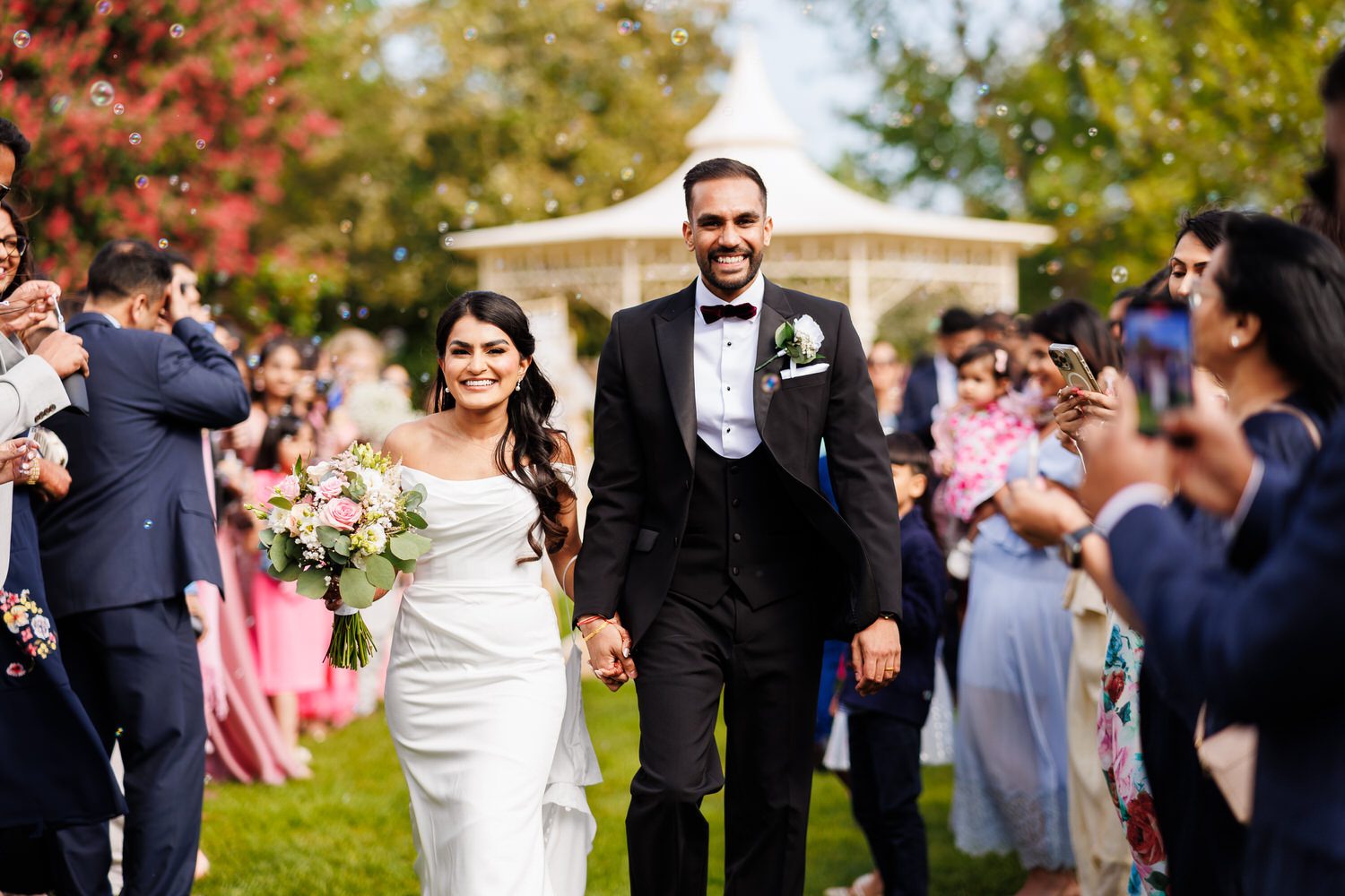 Bride and groom walking down the isle