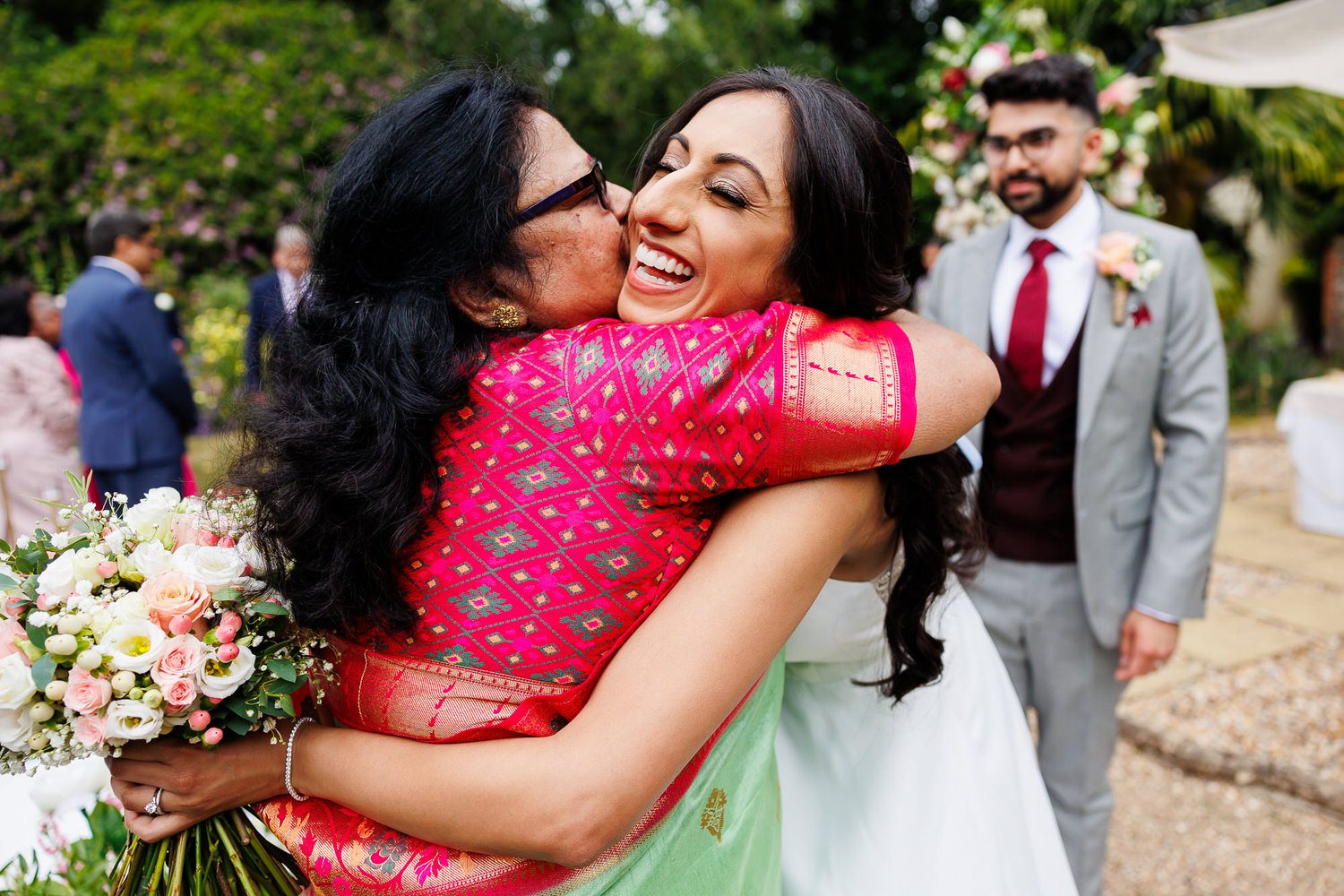 Bride hugging