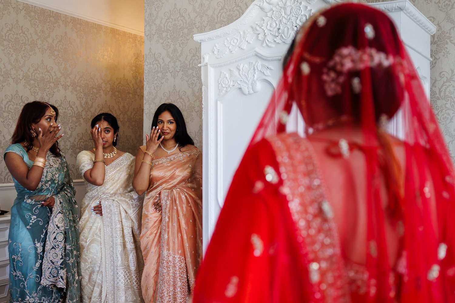 First look with bridesmaids