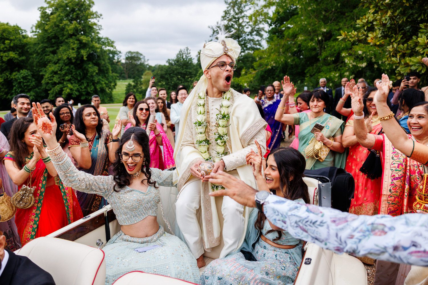 Indian wedding groom's entrance