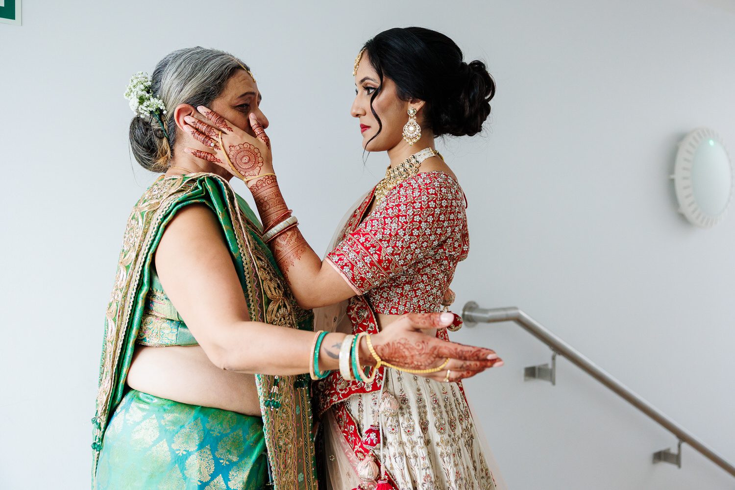 Emotional moment between indian bride and her mum