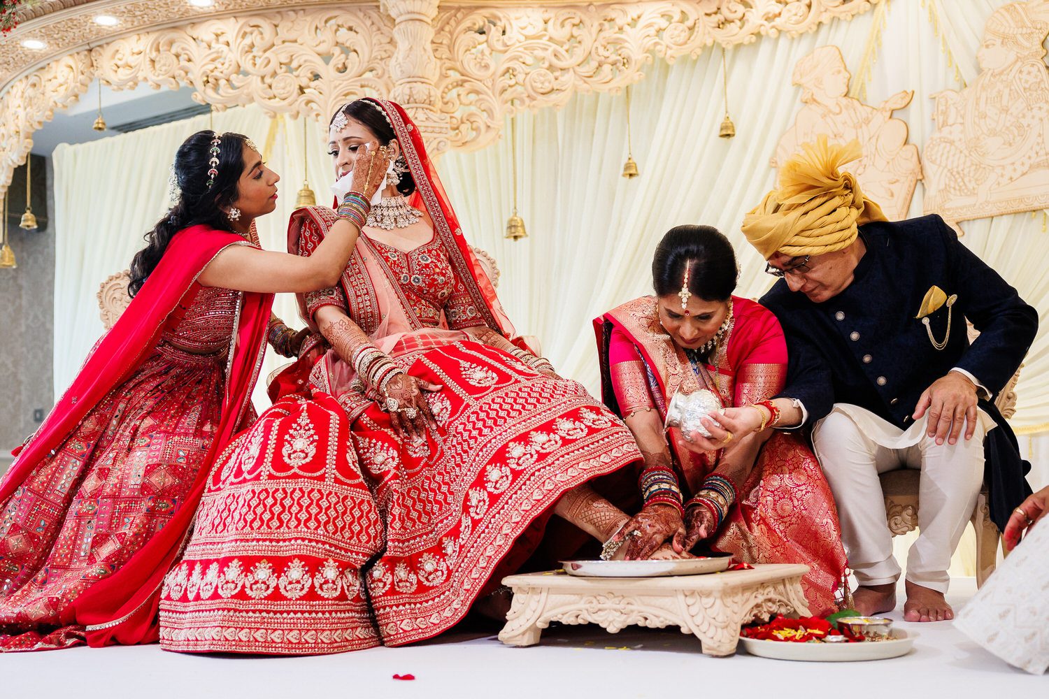 Emotional bride during Asian wedding
