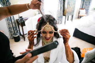 Indian Bride getting ready Roshni Hair and Makeup