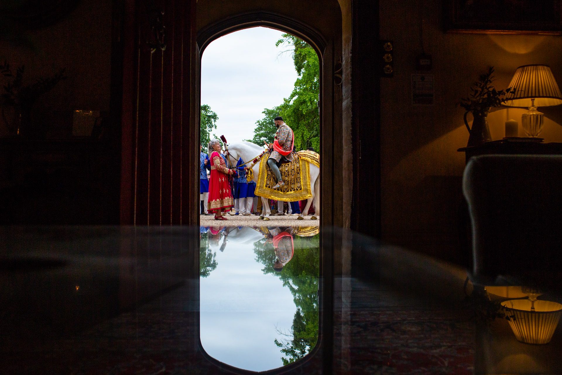 Asian Wedding groom arrival on horse