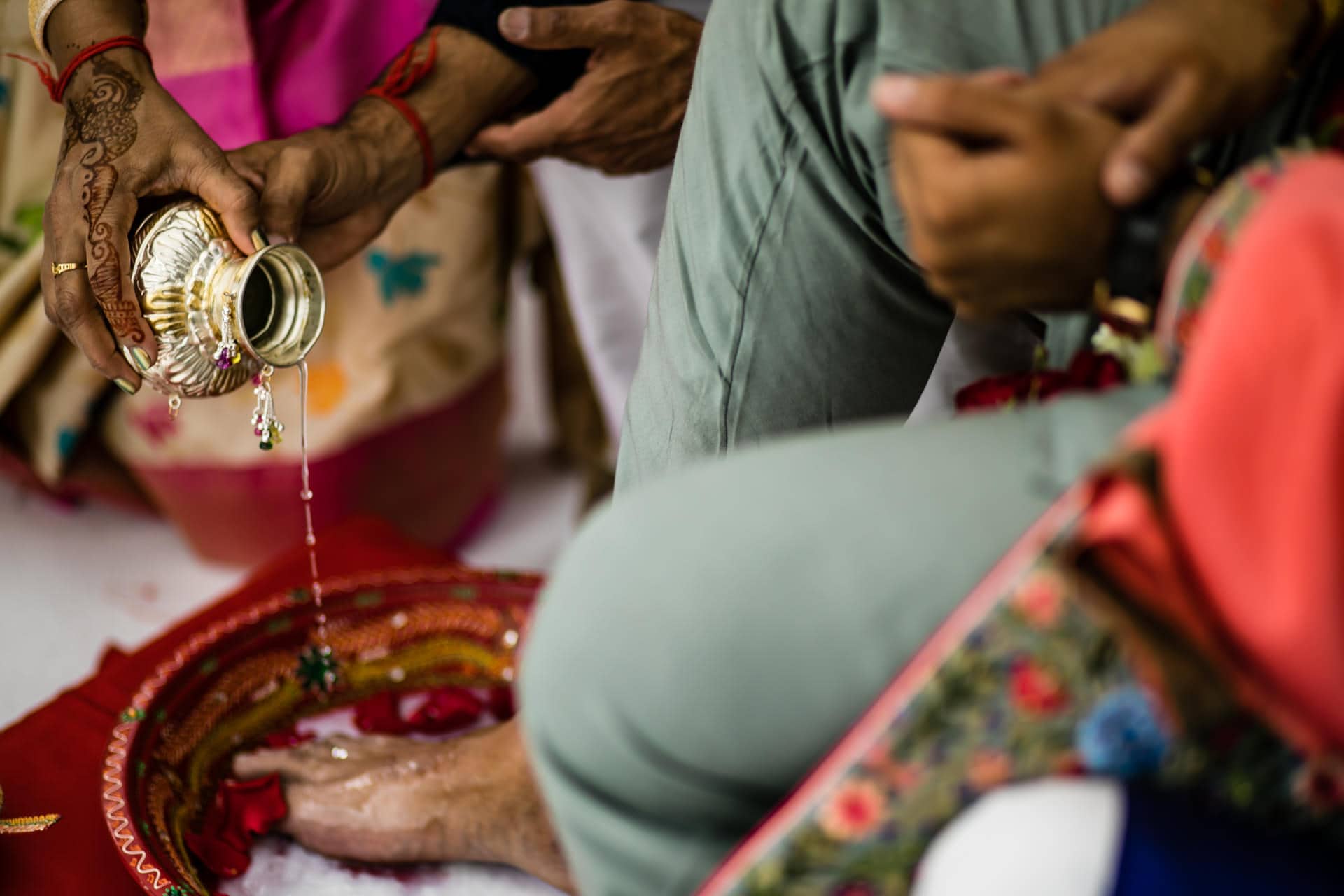 Feet washing ceremony during Hindu Wedding