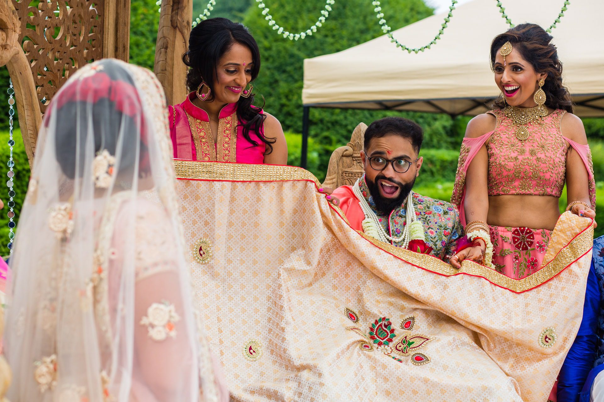 Groom's reaction to seeing bride at wedding