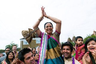 Mother of the groom being lifted