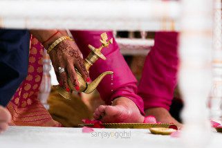 Closeup during Hindu Wedding Ceremony