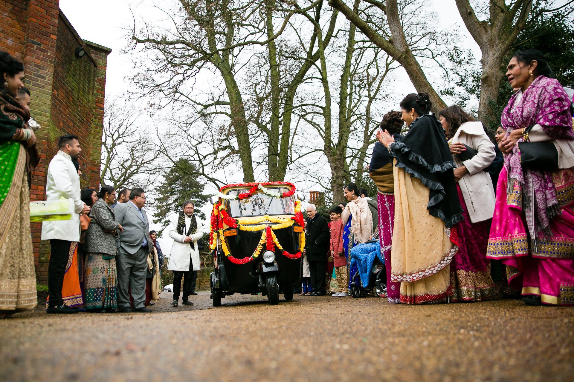 Asian wedding, groom's arrival