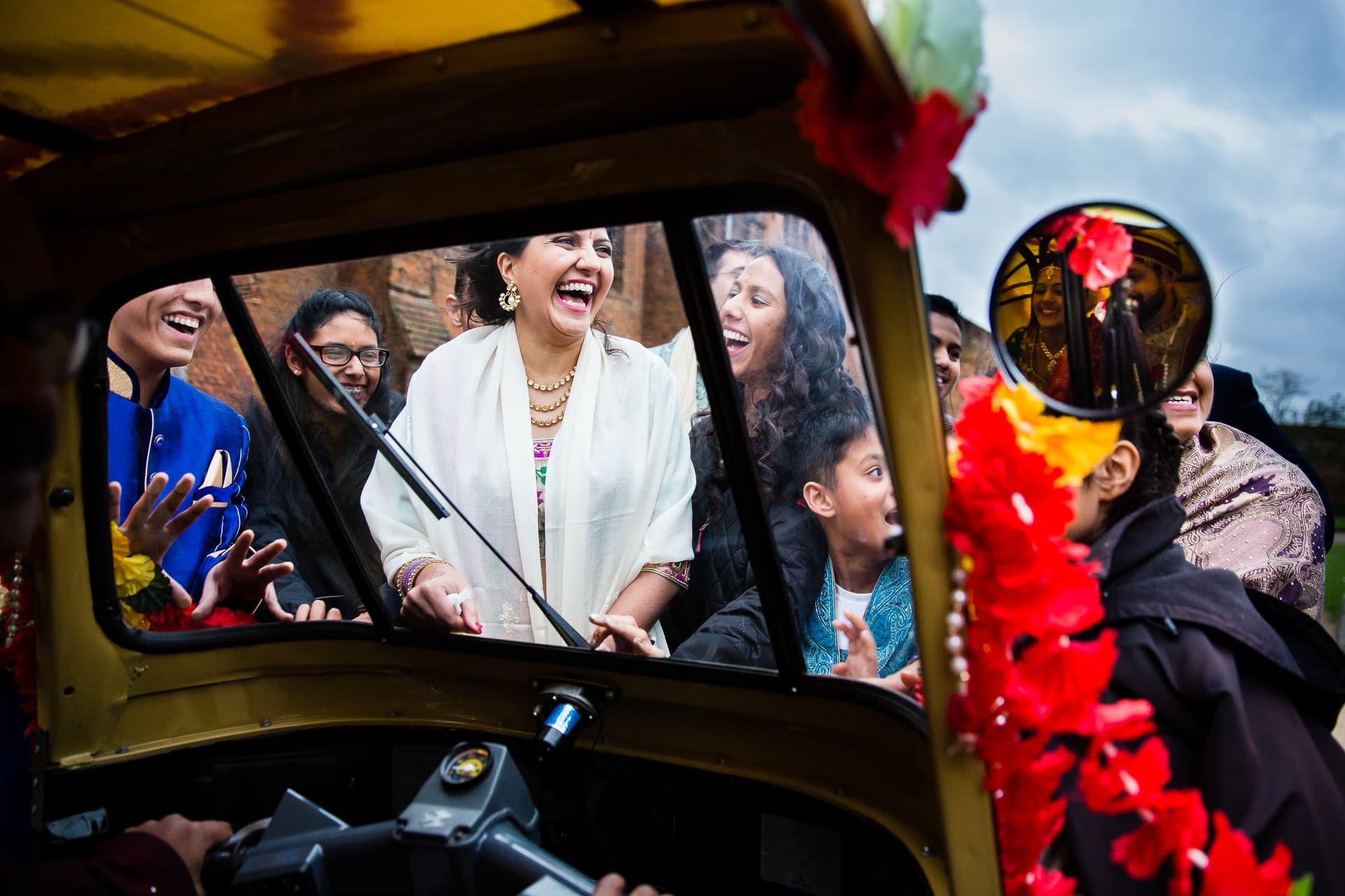 Sister of bride stopping the car