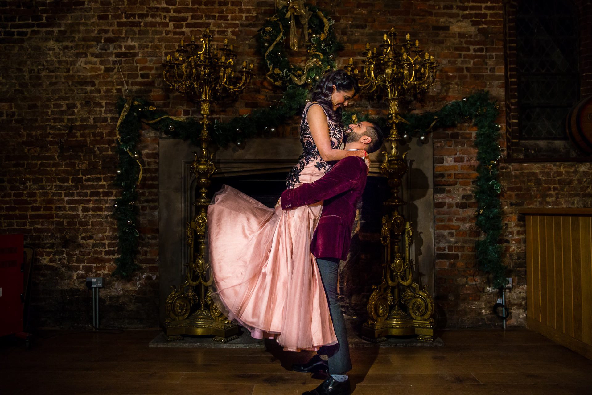 Asian Wedding portrait inside Hatfield House