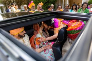 Bride leaving after Hindu wedding