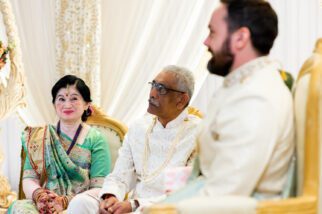 Mother of the bride looking at the groom