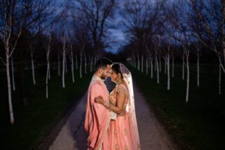 Evening creative wedding portrait