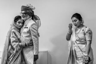 Emotional moment between bride and her parents