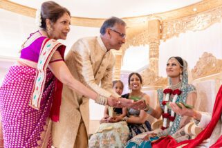 Parental blessing during Hindu wedding