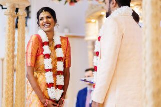 Smiling Asian bride