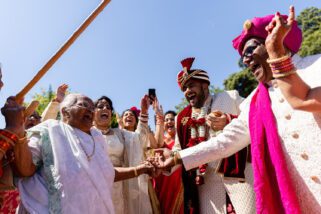 Asian wedding groom arrival