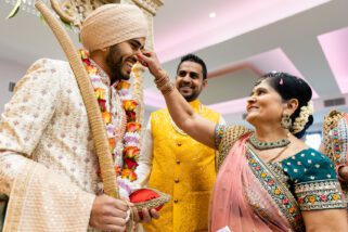 Indian groom welcoming ceremony
