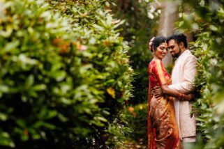 Wedding portrait at Bhaktivedanta Manor