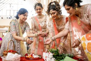 Hindu wedding guests at The Haveli, Bhaktivedata Manir