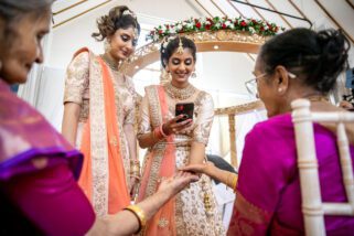 Hindu wedding guests at The Haveli, Bhaktivedata Manir