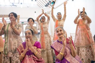 Family members celebrating the wedding