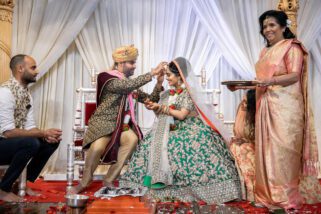 Sindoor ceremony during Asian wedding