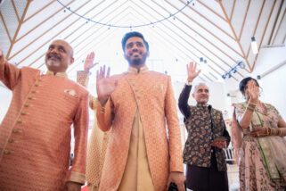 Family members celebrating the wedding