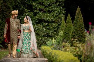 Asian wedding portrait at Hare Krishna Mandir