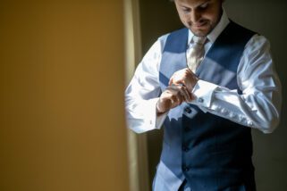 Groom getting ready for Civil wedding