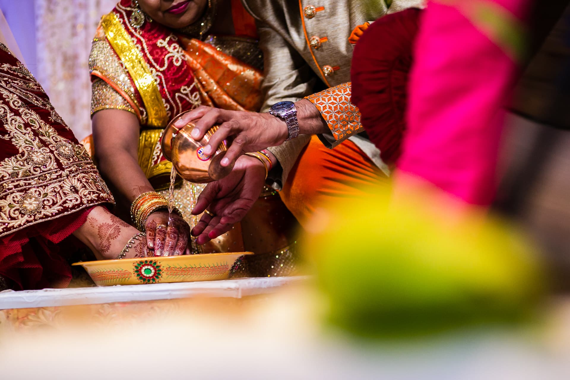 Feet washing ceremony during Hindu Wedding