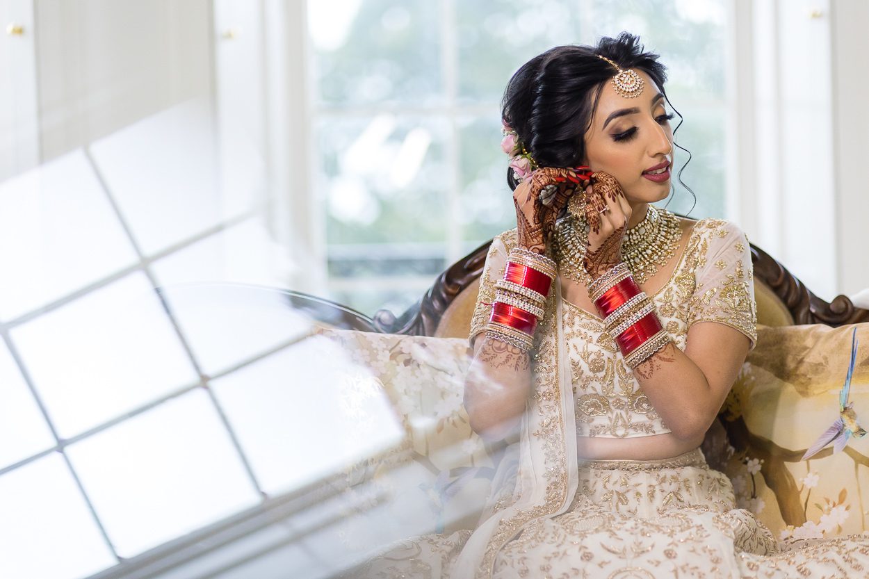 Hindu bride getting ready for wedding