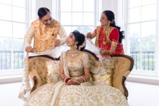 Hindu bride getting ready for wedding