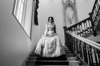 Indian wedding bride walking in Ditton Manor