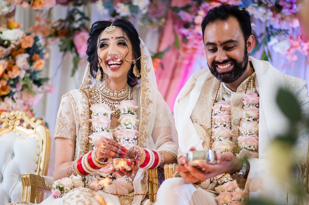Smiling Hindu wedding ceremony