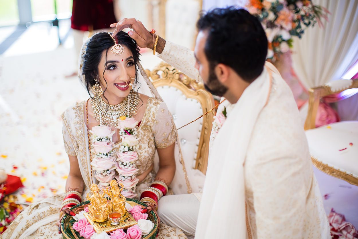 Sindoor ceremony during Indian wedding