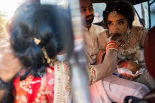 Emotional moment between mother and bride
