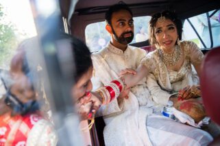 Emotional moment between mother and bride