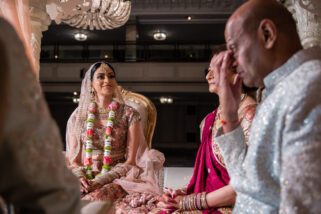 Father of the bride crying during Hindu wedding