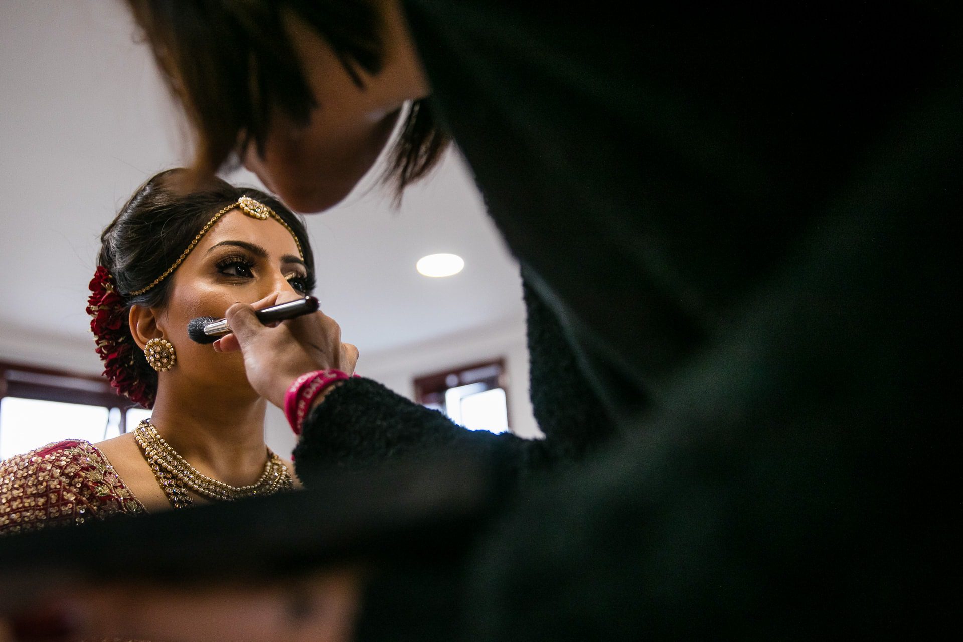 Hindu wedding bride getting ready