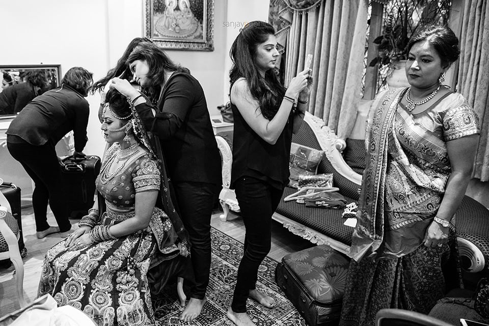 Asian wedding bride getting ready