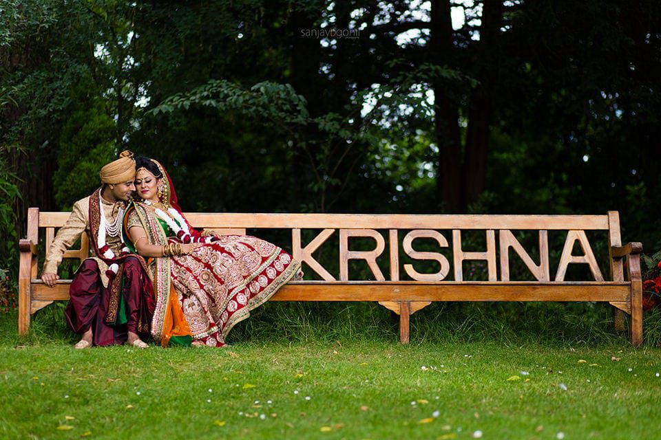 Asian Wedding portrait at Hare Krishna Mandir