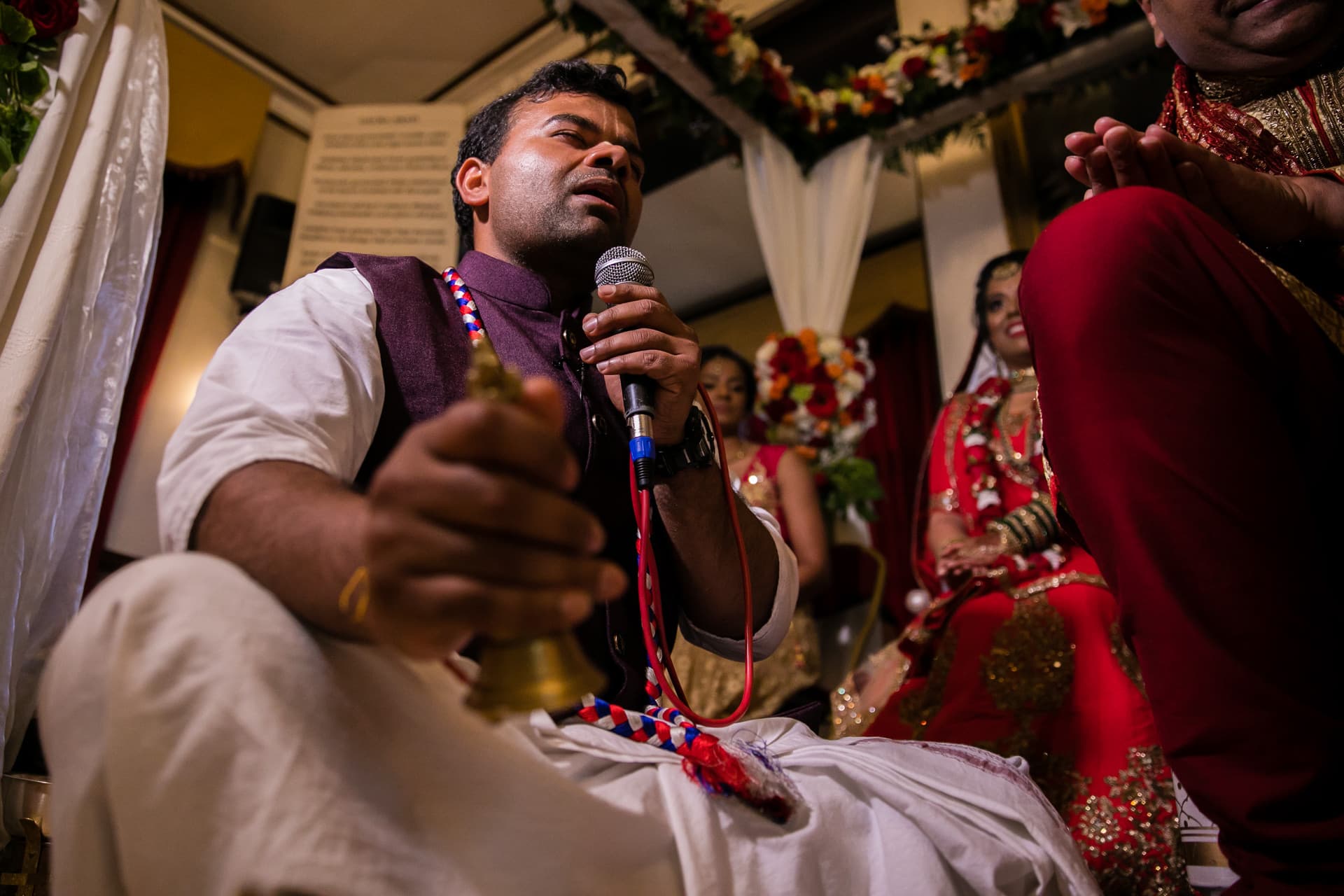 Asian Wedding priest at Hare Krishna Mandir