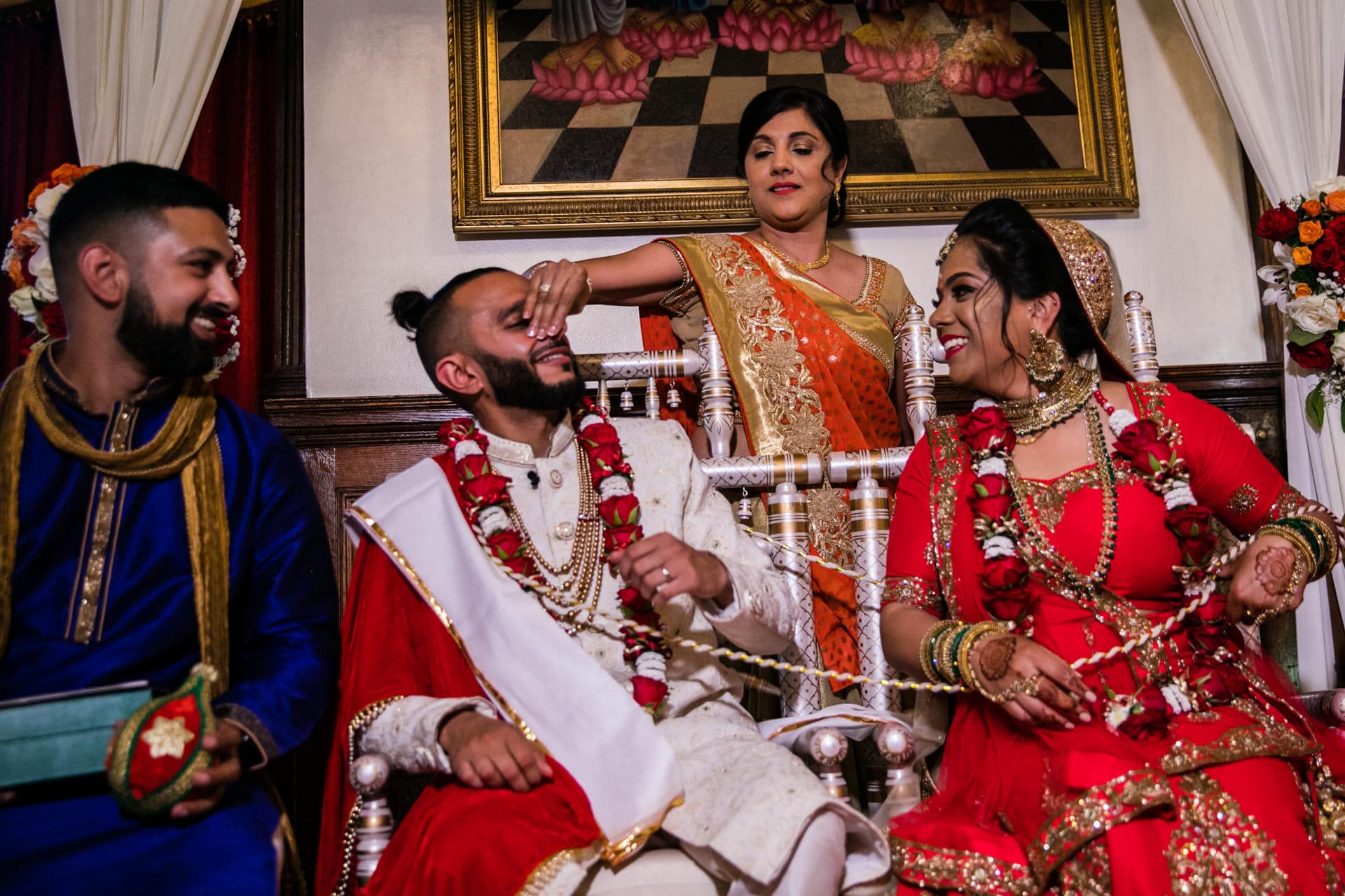 Groom's nose getting pinched