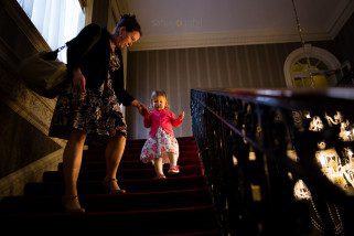 Baby walking down the stairs