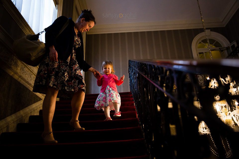 Baby walking down the stairs