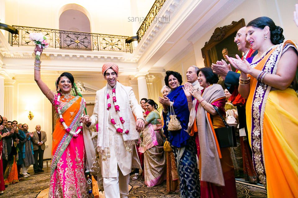 Bride and groom leaving